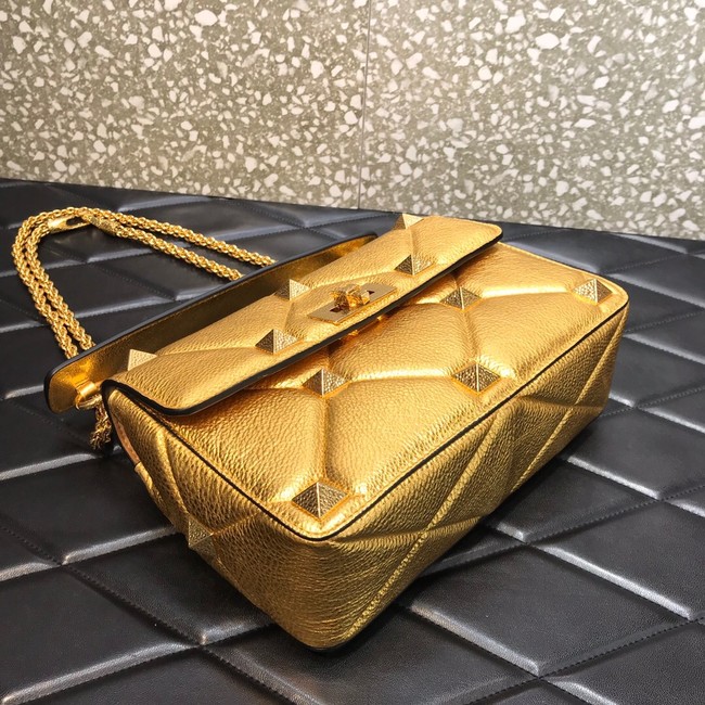 VALENTINO GARAVANI Grained Calfskin Shoulder Bag 2B0I59 gold