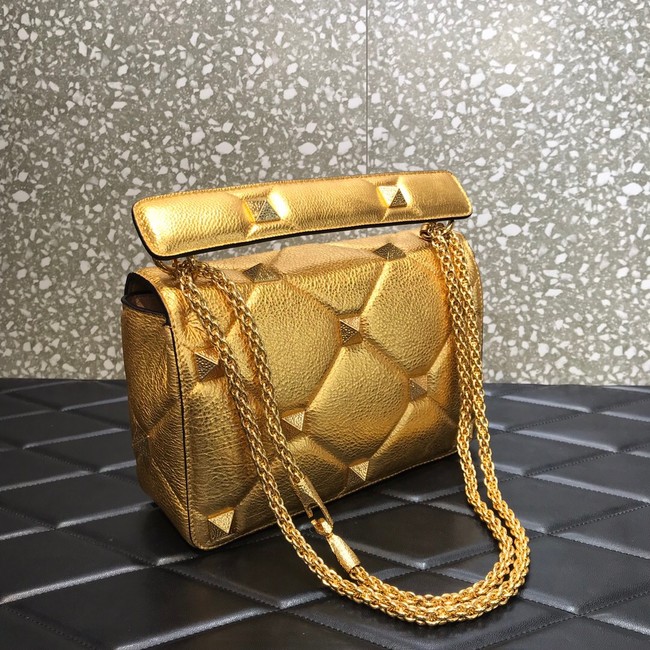 VALENTINO GARAVANI Grained Calfskin Shoulder Bag 2B0I59 gold