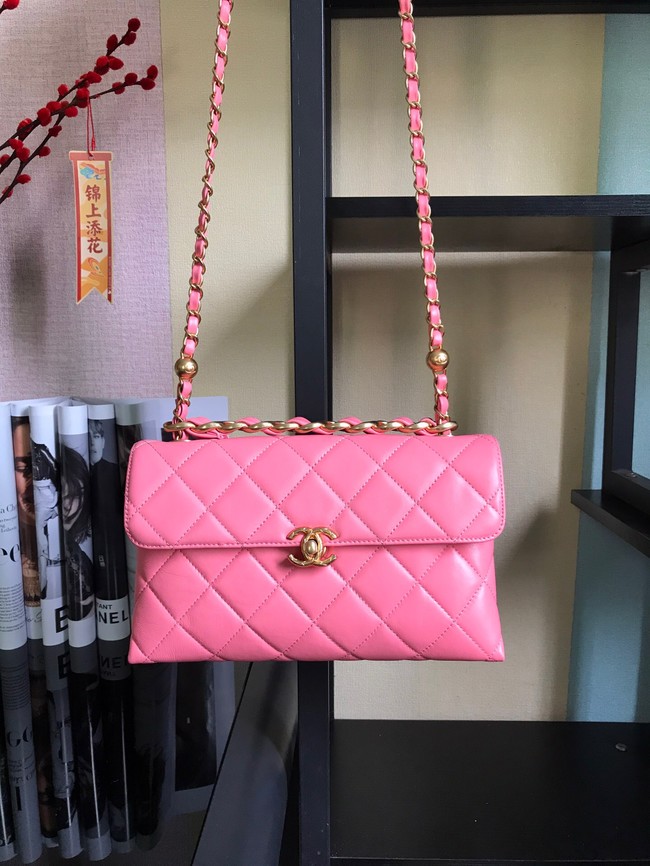 Chanel Flap Lambskin Shoulder Bag AS1267 pink