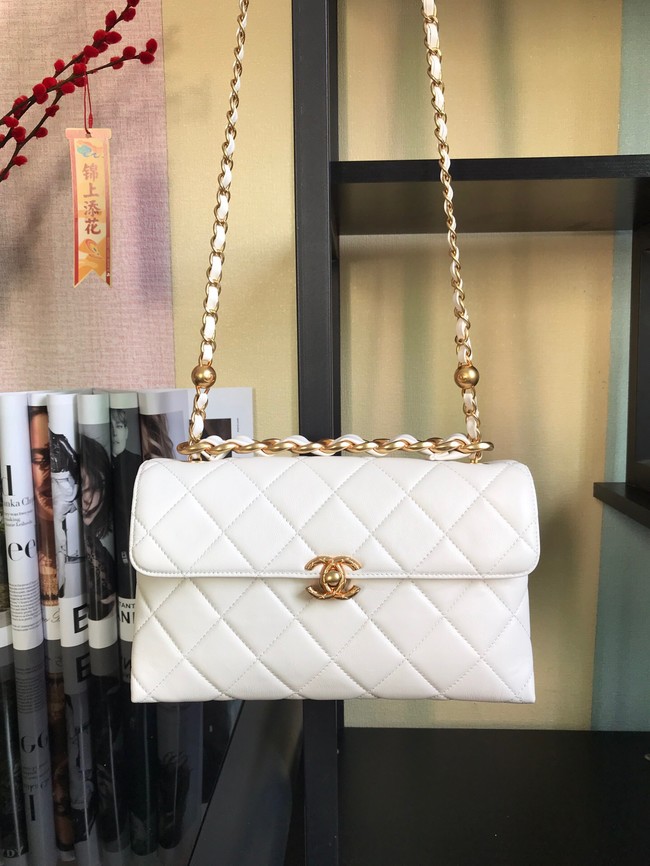 Chanel Flap Lambskin Shoulder Bag AS1267 white