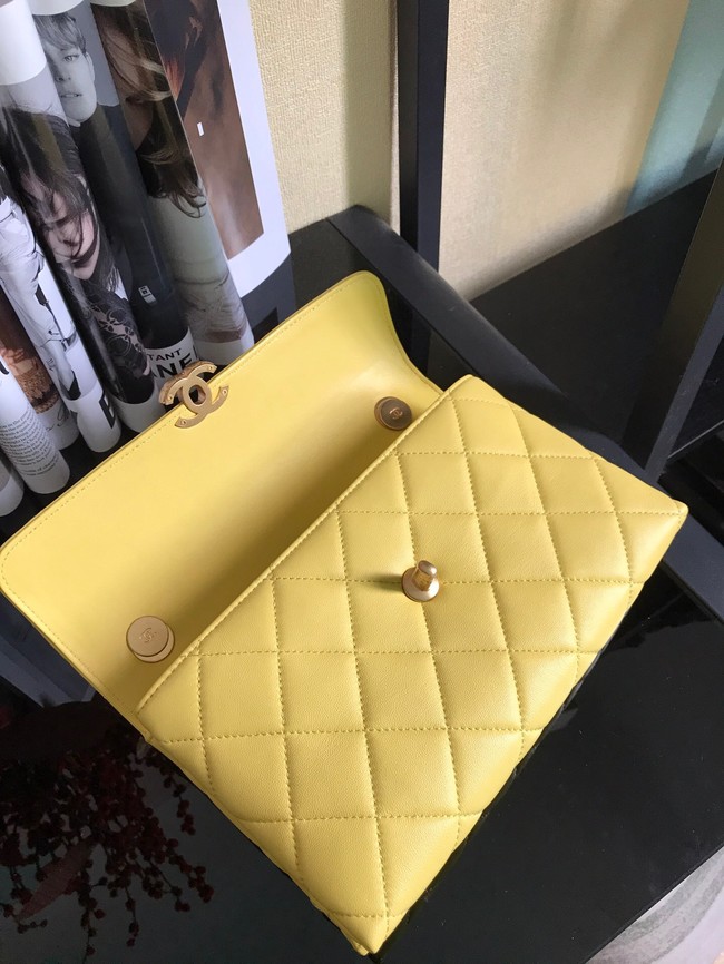 Chanel Flap Lambskin Shoulder Bag AS1267 yellow