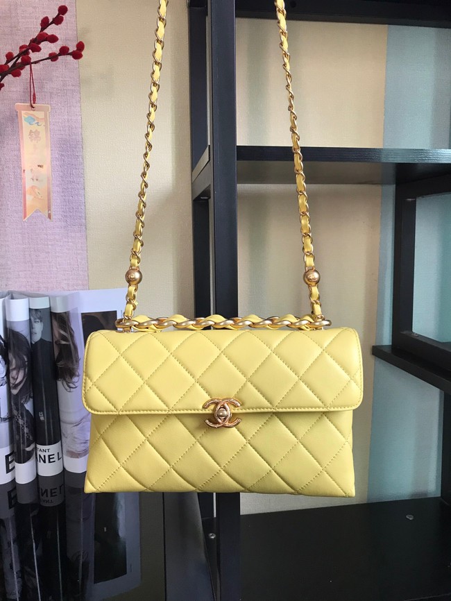 Chanel Flap Lambskin Shoulder Bag AS1267 yellow