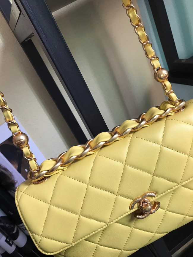 Chanel Flap Lambskin Shoulder Bag AS1267 yellow