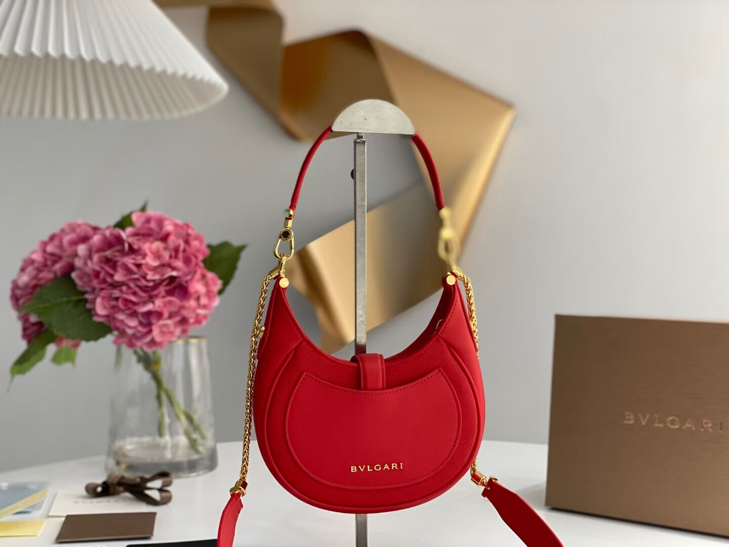 BVLGARI Shoulder Bag Calfskin Leather B281632 RED