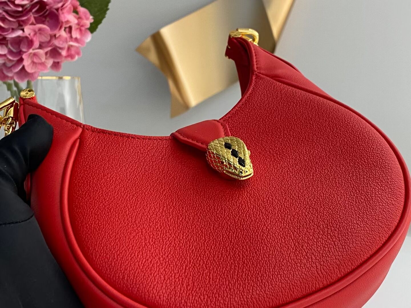 BVLGARI Shoulder Bag Calfskin Leather B281632 RED