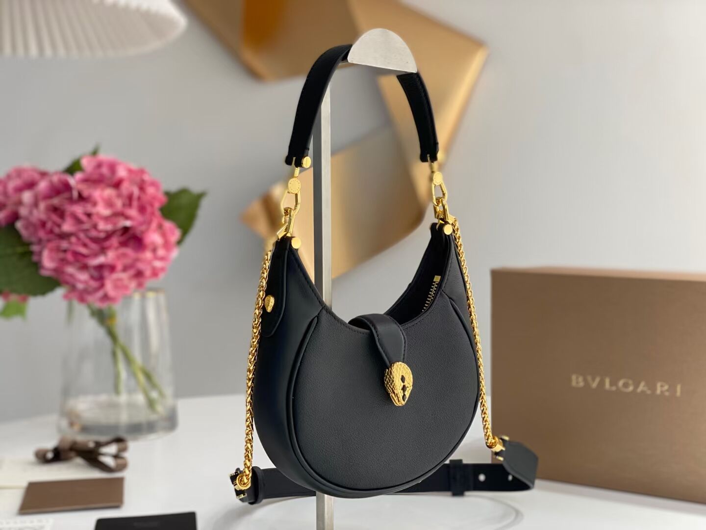 BVLGARI Shoulder Bag Calfskin Leather B281632 black