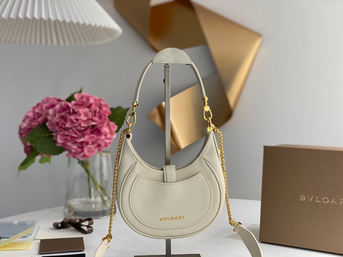 BVLGARI Shoulder Bag Calfskin Leather B281632 white