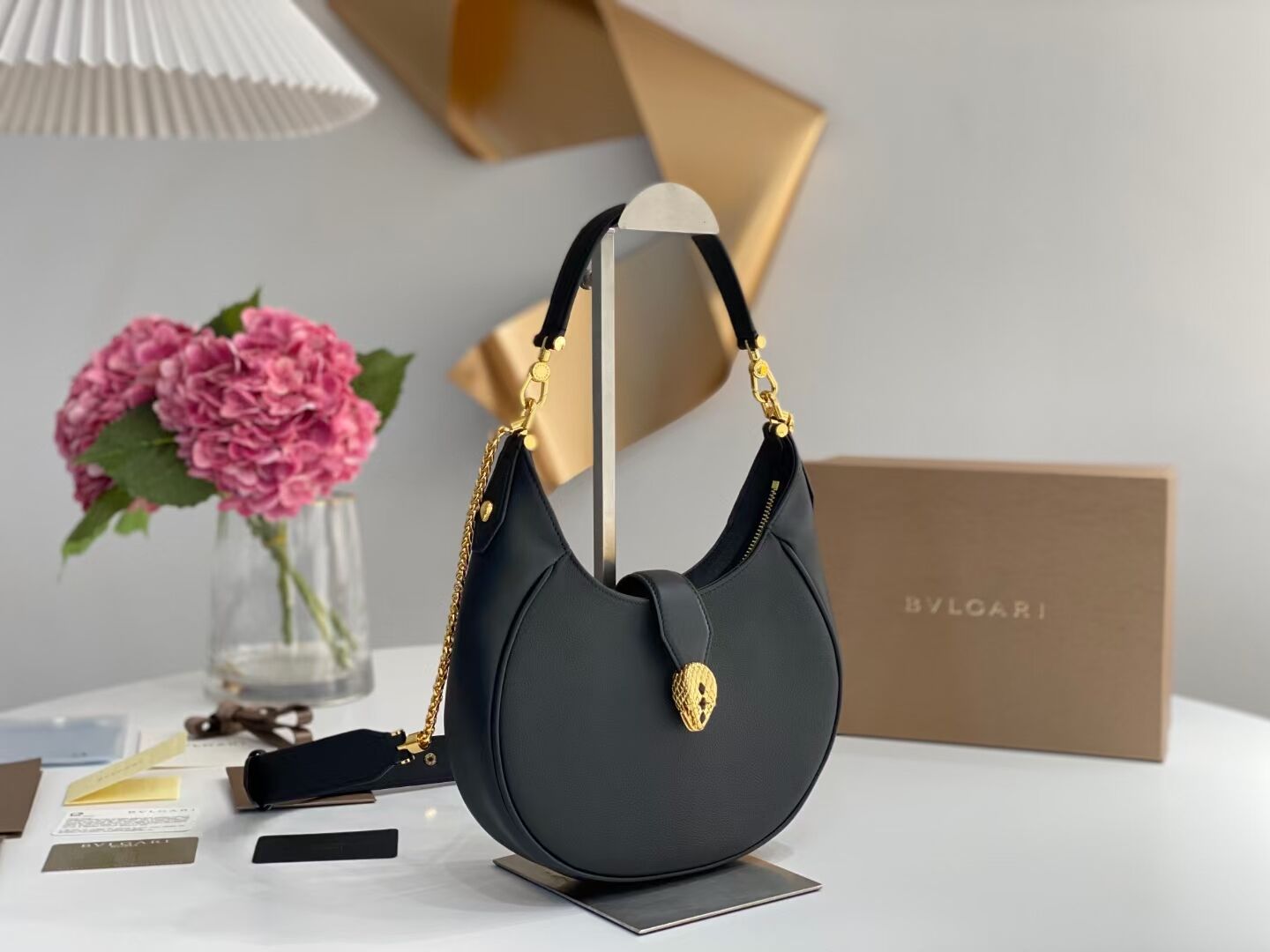 BVLGARI Shoulder Bag Calfskin Leather B281640 black