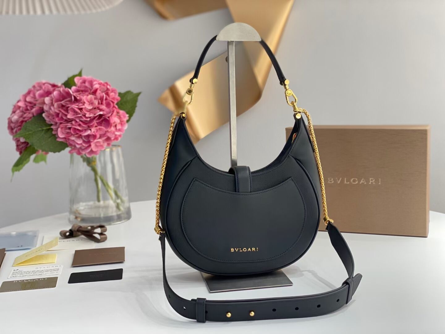 BVLGARI Shoulder Bag Calfskin Leather B281640 black