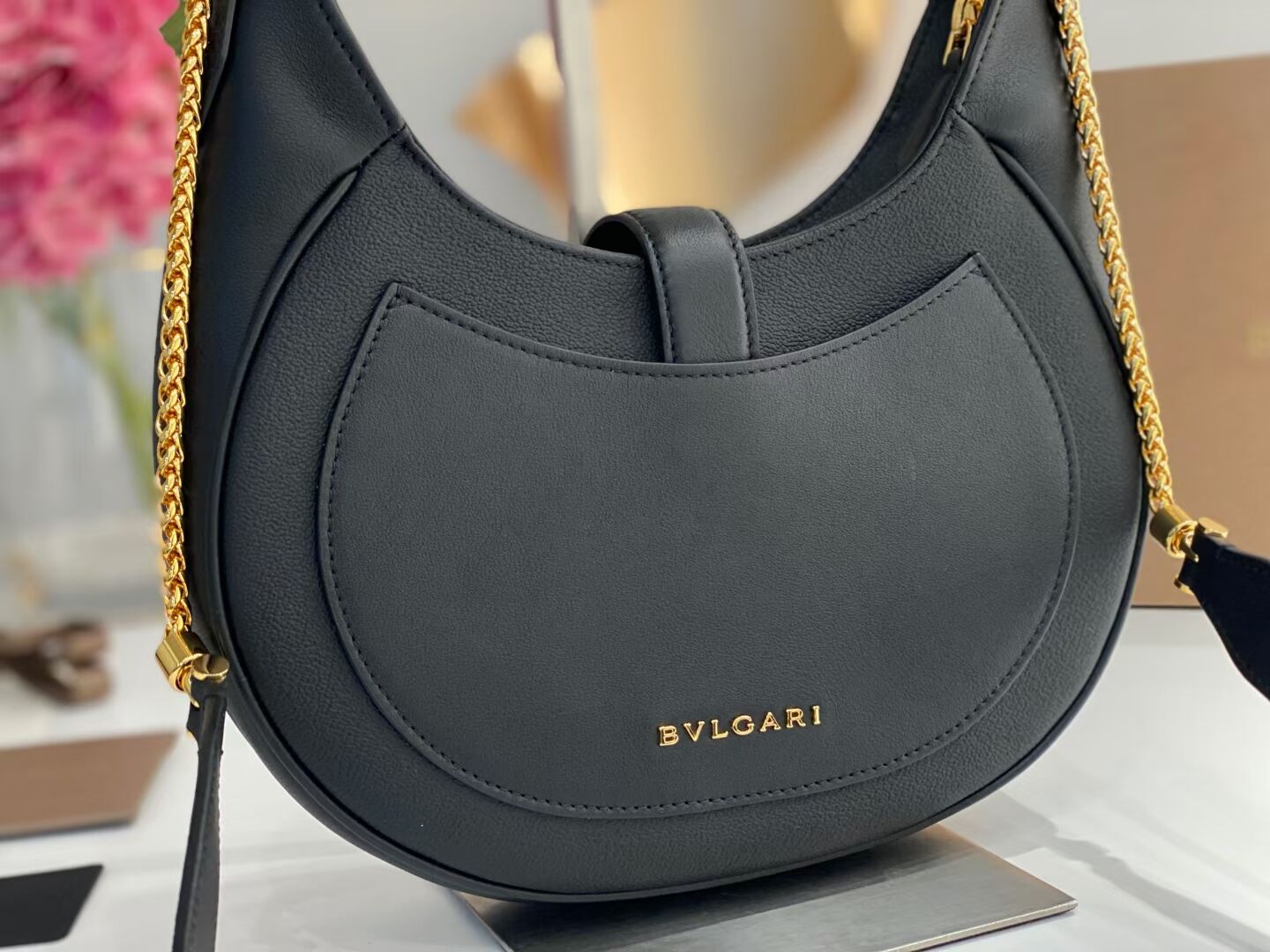 BVLGARI Shoulder Bag Calfskin Leather B281640 black