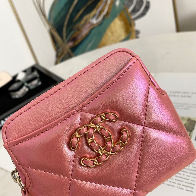 Chanel 19 Zip Card bag 82086 Pearl pink