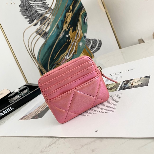 Chanel 19 Zip Card bag 82086 Pearl pink