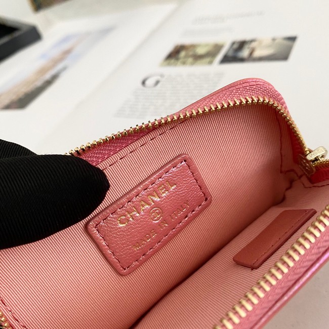 Chanel 19 Zip Card bag 82086 Pearl pink