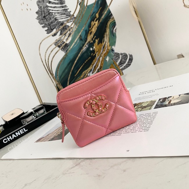 Chanel 19 Zip Card bag 82086 Pearl pink