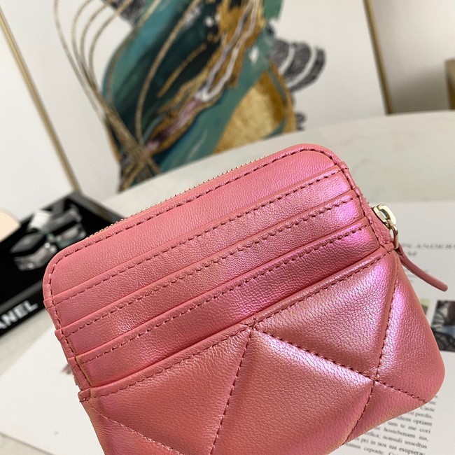 Chanel 19 Zip Card bag 82086 Pearl pink