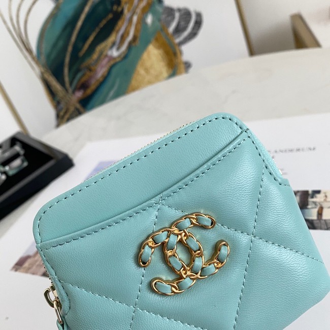 Chanel 19 Zip Card bag 82086 light blue