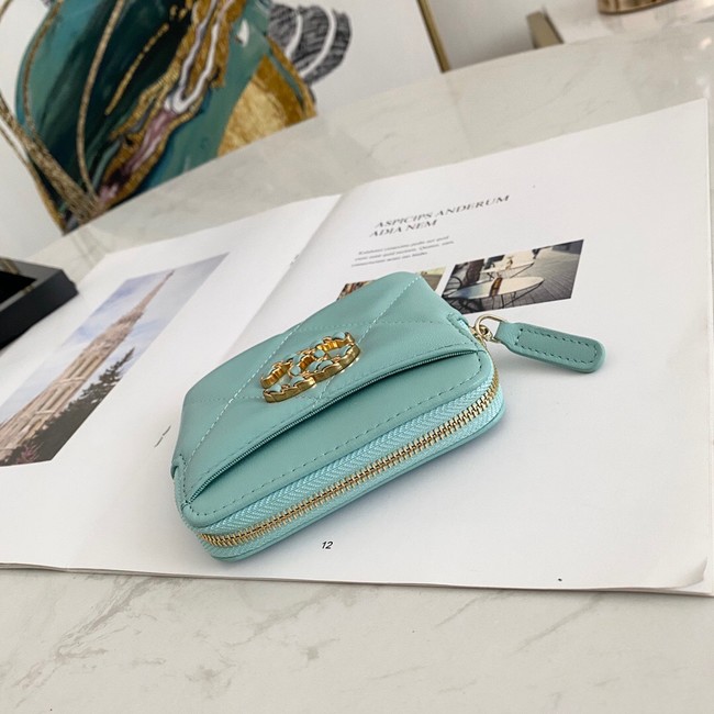 Chanel 19 Zip Card bag 82086 light blue