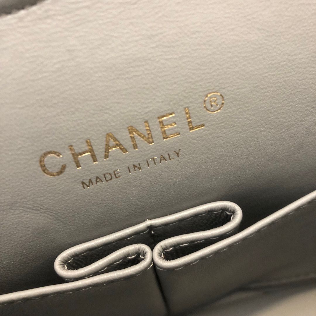 Chanel 2.55 Series Flap Bag Original Lambskin Leather 5024CF A01112 Grey Gold-Tone