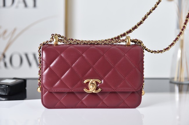 Chanel Flap Lambskin mini Shoulder Bag AS2615 red