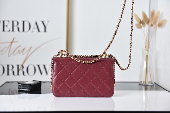 Chanel Flap Lambskin mini Shoulder Bag AS2615 red