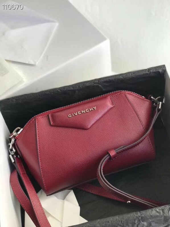 GIVENCHY Original Leather Shoulder Bag 1870 Burgundy