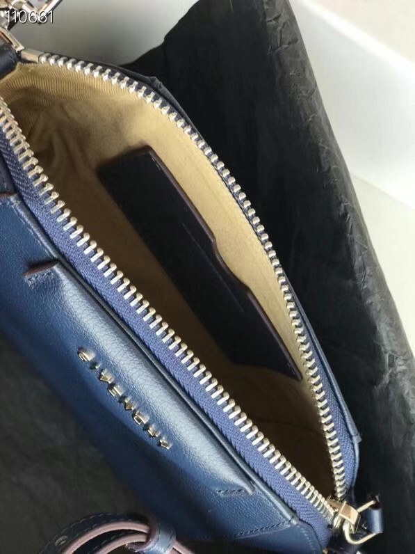 GIVENCHY Original Leather Shoulder Bag 1870 dark blue