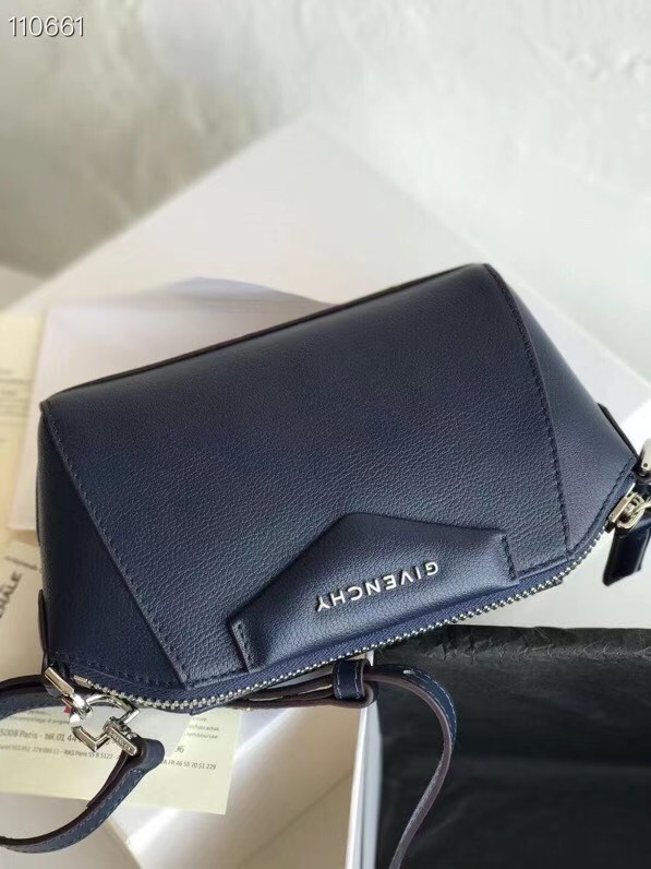 GIVENCHY Original Leather Shoulder Bag 1870 dark blue