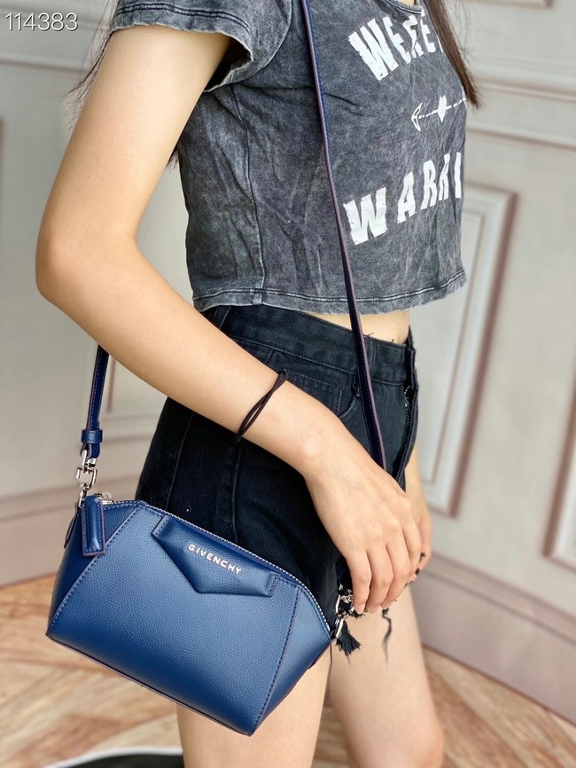 GIVENCHY Original Leather Shoulder Bag 1870 dark blue