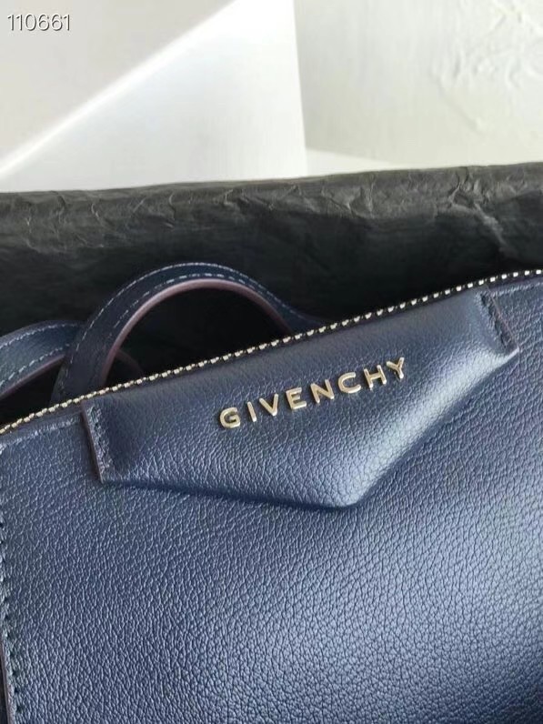 GIVENCHY Original Leather Shoulder Bag 1870 dark blue