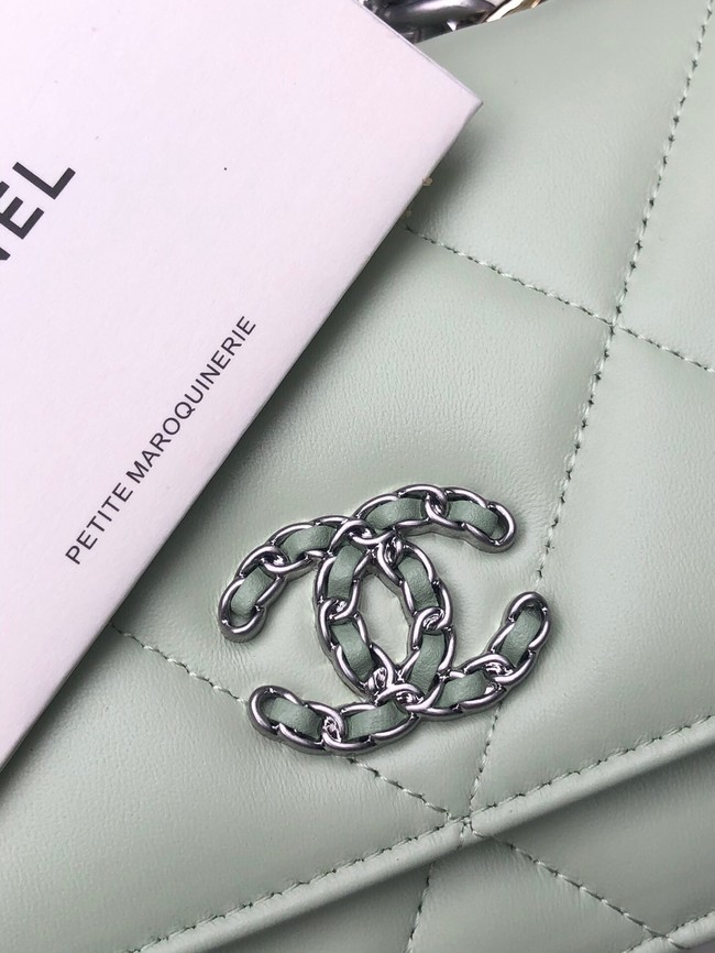 Chanel 19 Classic Sheepskin Leather Chain Wallet AP0957 light green& silver-Tone Metal
