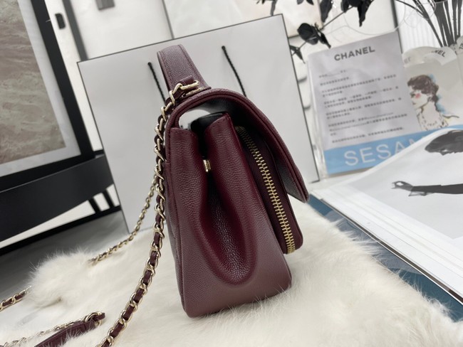 Chanel small flap bag Calfskin & Gold-Tone Metal A93749 Burgundy