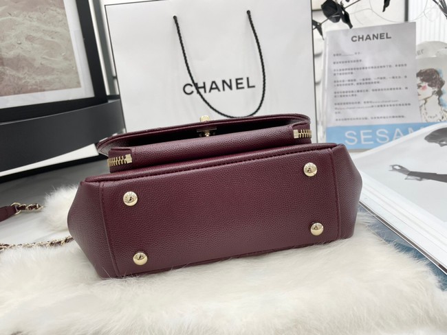 Chanel small flap bag Calfskin & Gold-Tone Metal A93749 Burgundy