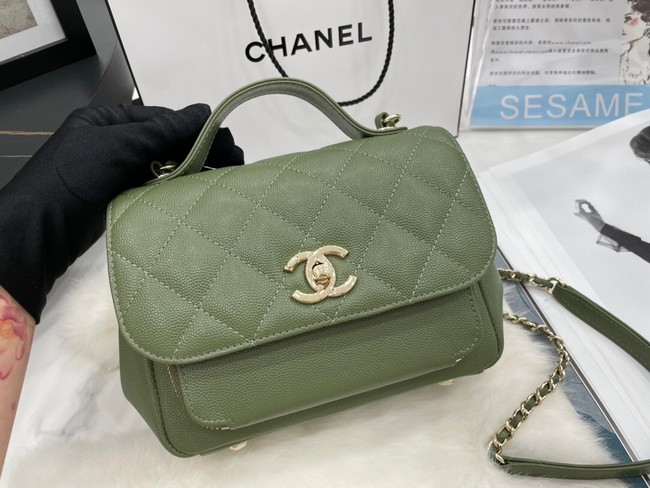 Chanel small flap bag Calfskin & Gold-Tone Metal A93749 green