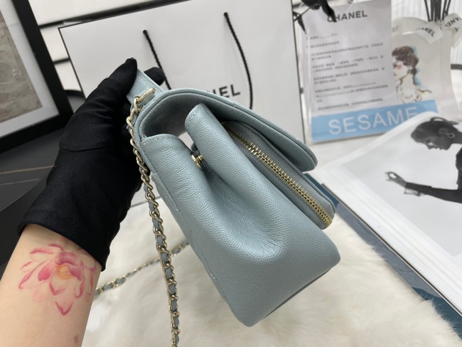 Chanel small flap bag Calfskin & Gold-Tone Metal A93749 sky blue