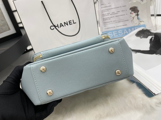 Chanel small flap bag Calfskin & Gold-Tone Metal A93749 sky blue