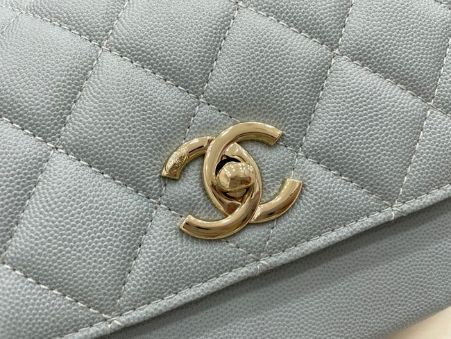 Chanel small flap bag Calfskin & Gold-Tone Metal A93749 sky blue