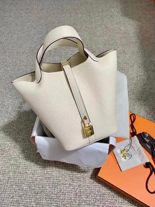 Hermes Picotin Lock Bags Original togo Leather PL3388 Cream