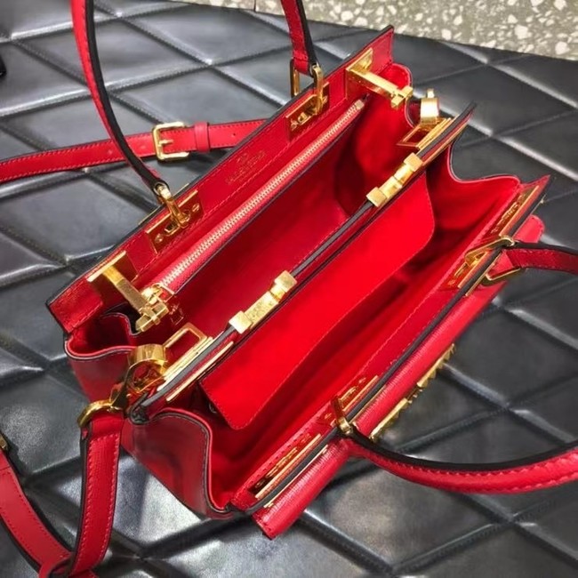 VALENTINO GARAVANI Rockstud Alcove Medium grain calf leather 2B0J41 red