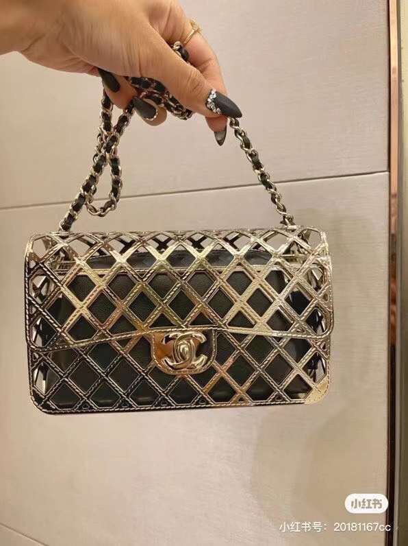 Chanel Original Leather Hollow Bag 1112 Gold