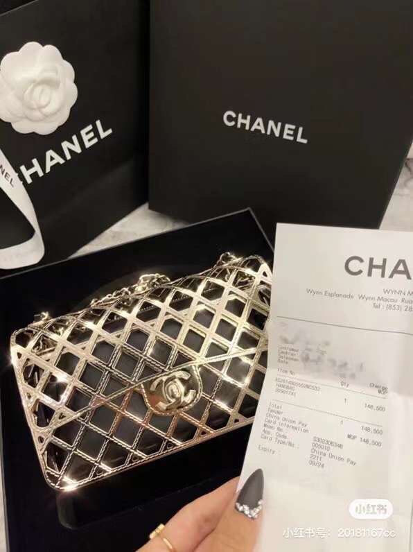 Chanel Original Leather Hollow Bag 1112 Gold