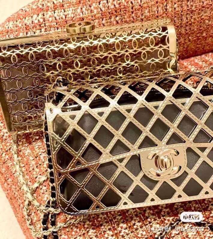 Chanel Original Leather Hollow Bag 1112 Gold