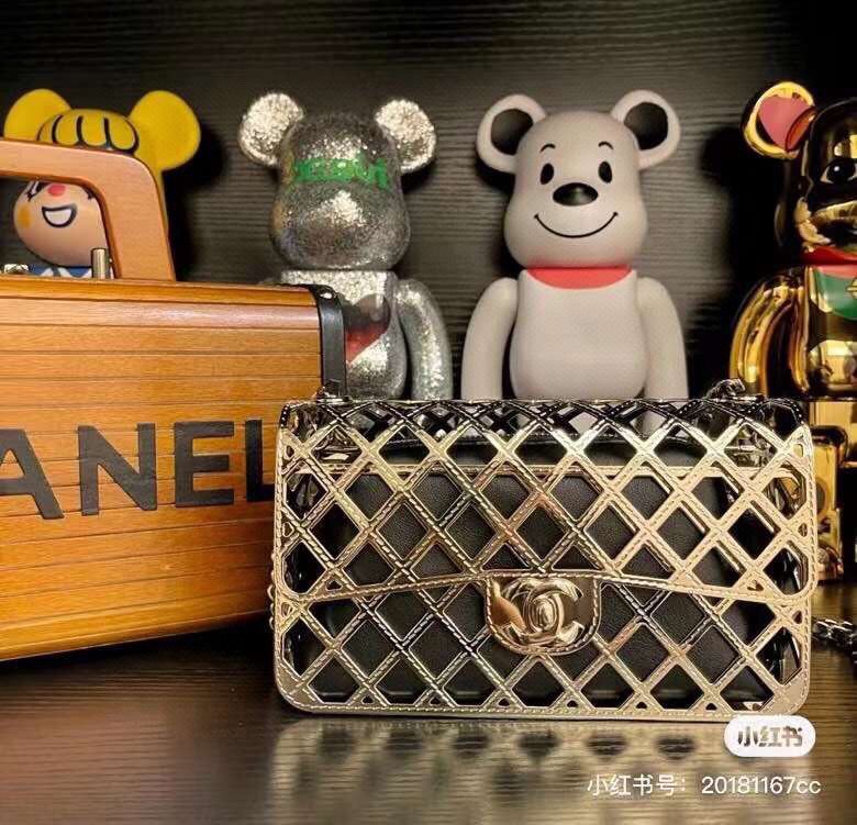 Chanel Original Leather Hollow Bag 1112 Gold