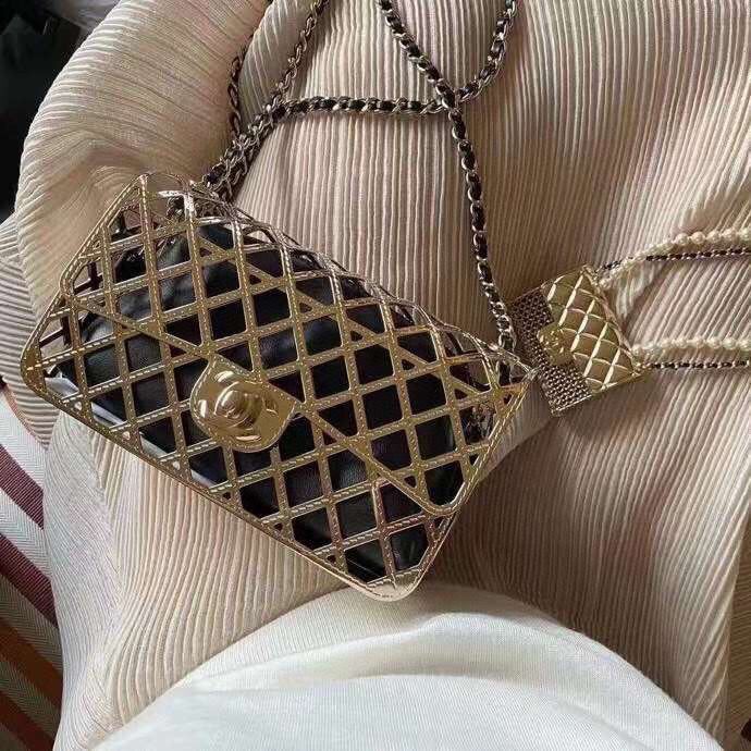 Chanel Original Leather Hollow Bag 1112 Gold