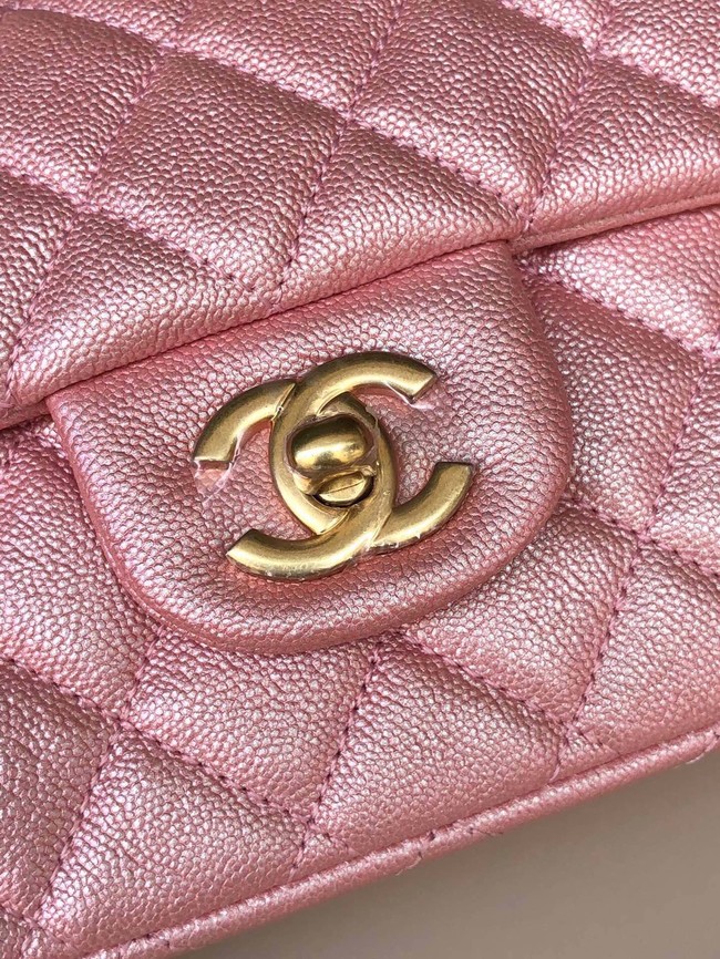 CHANEL mini flap bag with top handle AS2431 rose