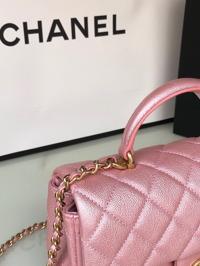 CHANEL mini flap bag with top handle AS2431 rose