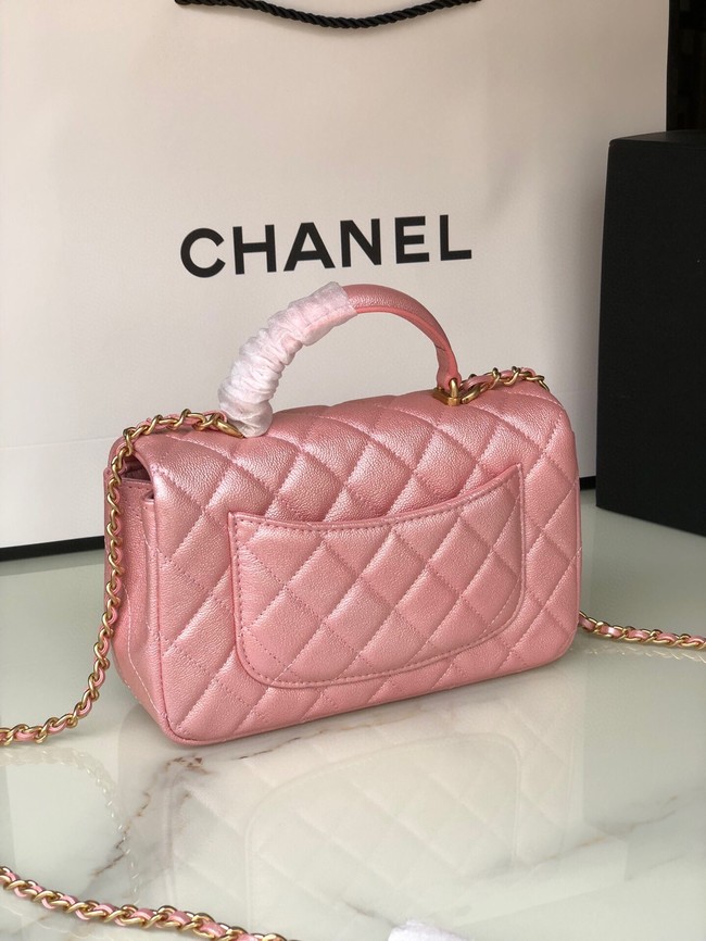 CHANEL mini flap bag with top handle AS2431 rose