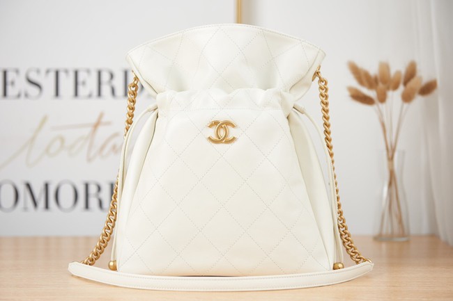 Chanel SMALL Lambskin Shoulder Bag AS2986 white
