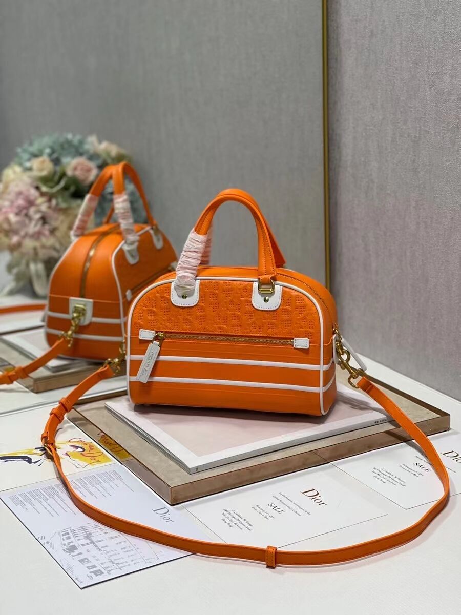 DIOR medium Embossing leather tote Bag A9200 orange