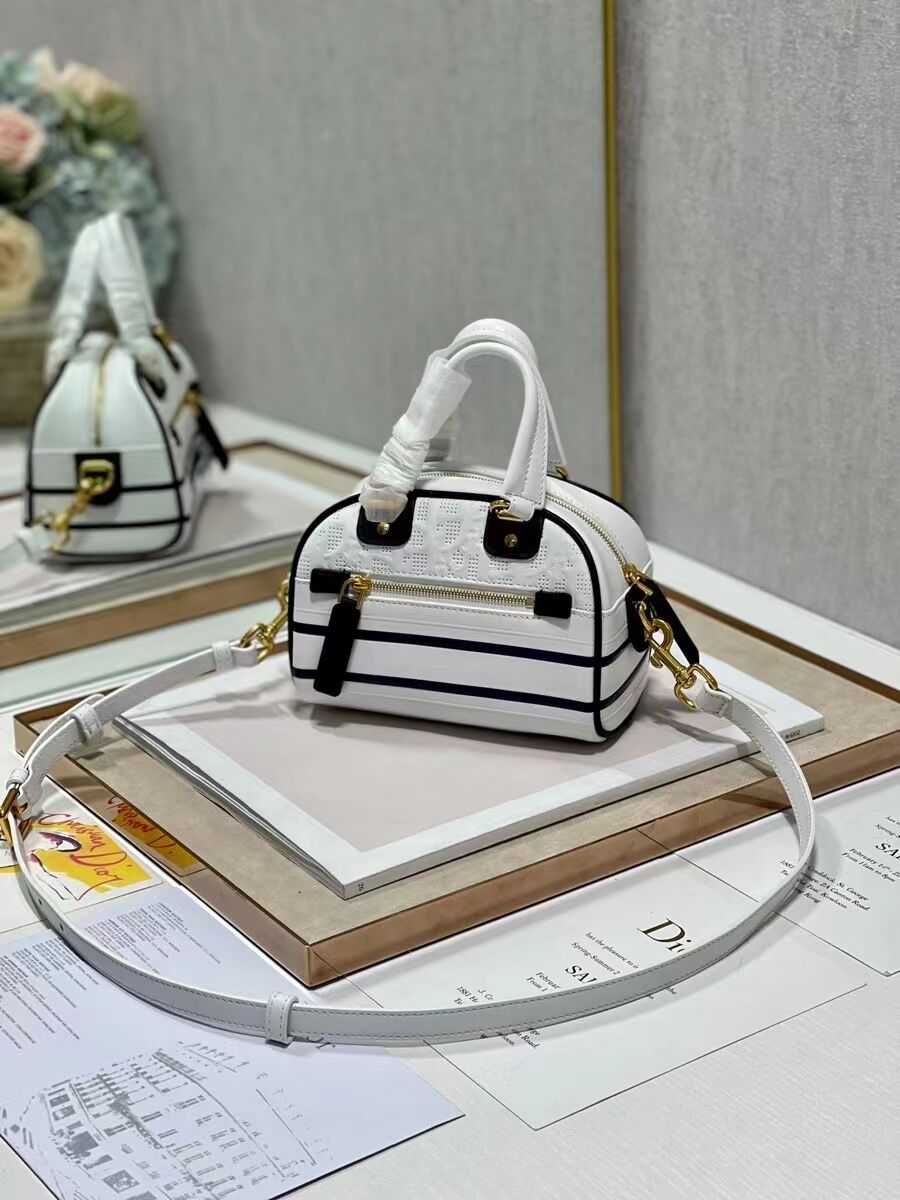 DIOR small Embossing leather tote Bag C9201 white