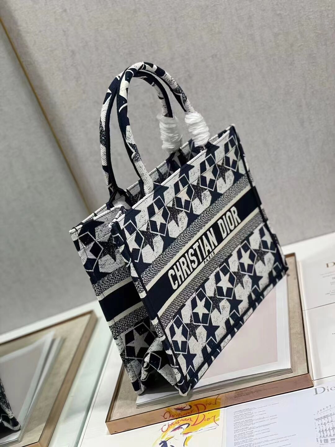 SMALL DIOR BOOK TOTE Embroidery C1212S-3